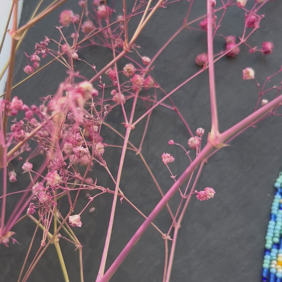 Long handmade “Starry Night” earrings with blue, yellow, and turquoise beads. Unique Boho statement jewelry inspired by Van Gogh, perfect for creative and artistic style video 1