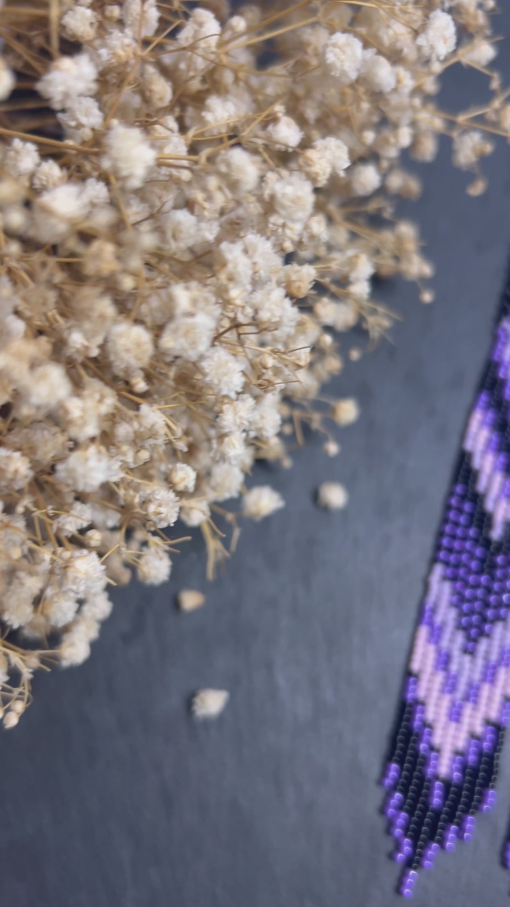 Handmade long black and purple native American beaded earrings with ethnic design and fringe. Cute statement earrings for women, unique gift for her video 1