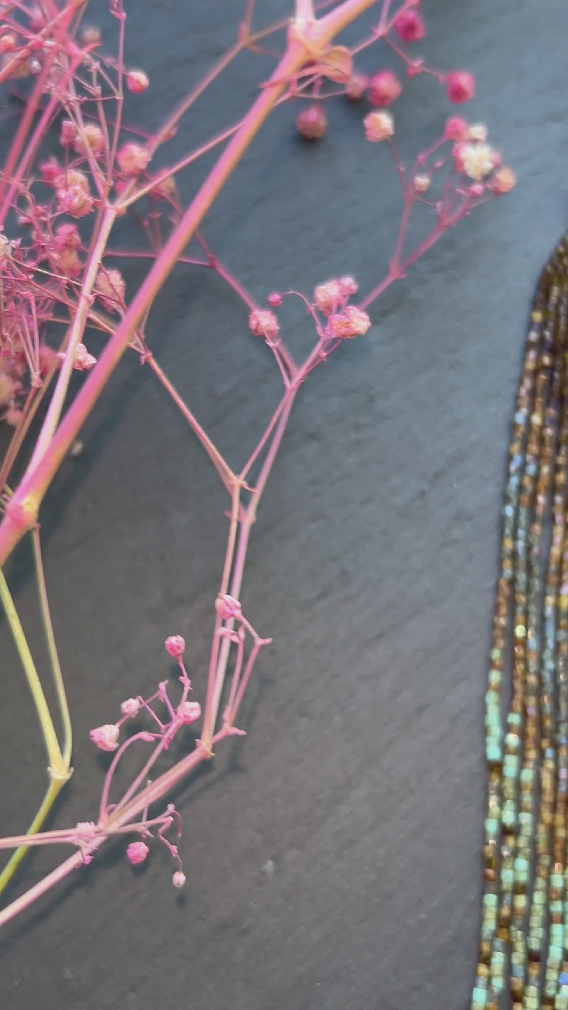 Handmade long green and turquoise beaded boho earrings with flowing fringe video 1