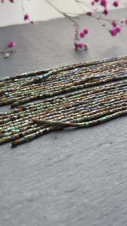 Long beaded fringe earrings, boho hoop design, brown and blue seed bead jewelry. Handmade statement earrings with 925 sterling silver hooks. Unique earrings for her video 1