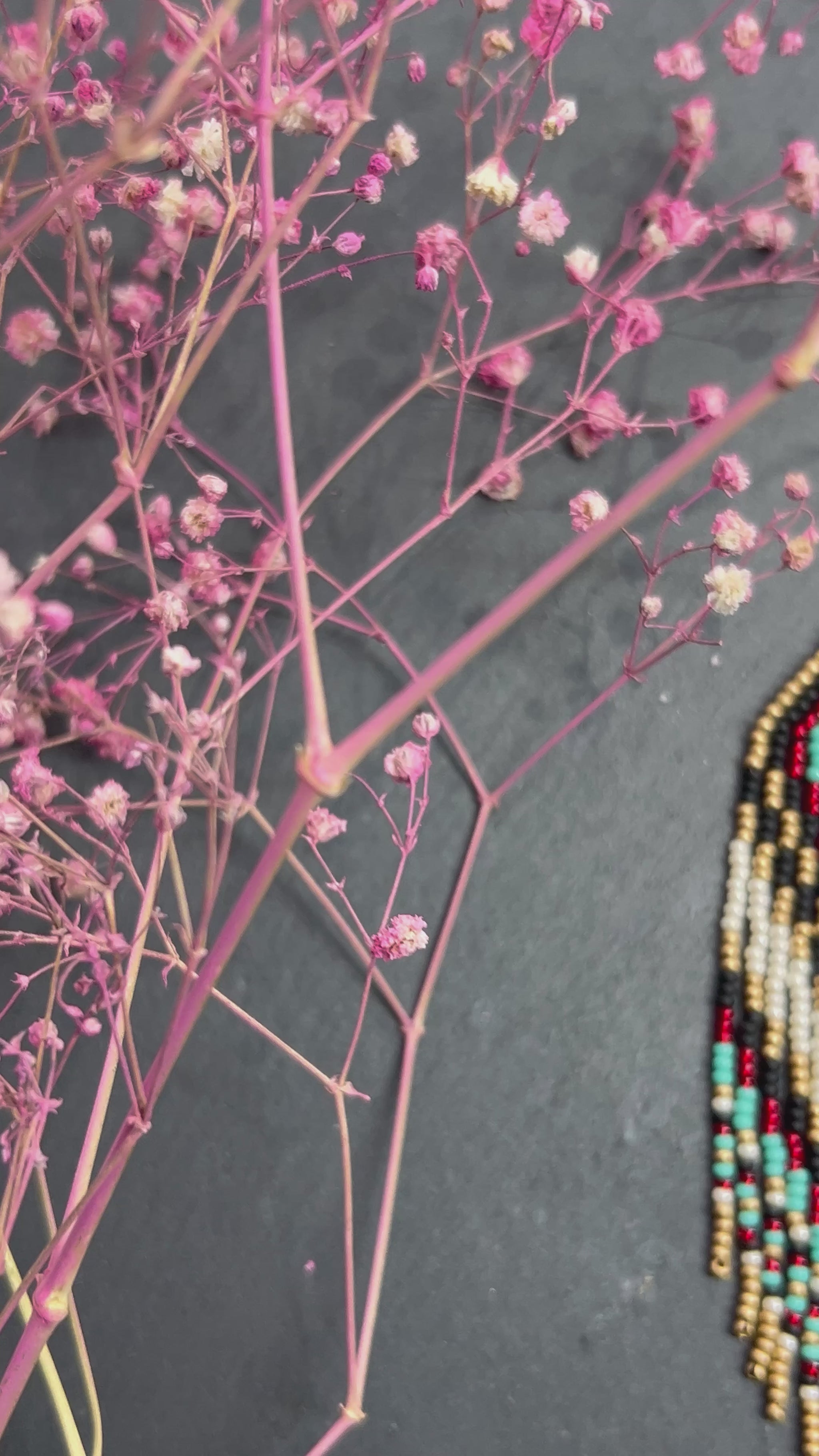 Long Native style beaded earrings with fringe in black, copper, turquoise and red. Handmade ethnic boho jewelry that adds movement and unique style video 1